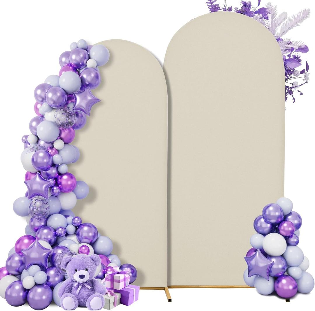 Wedding Arch Cover Spandex Arch Backdrop Cover 7.2FT,6FT Set of 2 Arch Stand Cover Arch Covers Stretchy Backdrop for Wedding Birthday Party Decoration Baby Shower (Off-White)