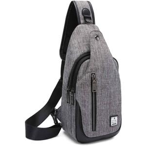 Sling Bag Crossbody Backpack Over the Shoulder Bag for Men Women Travel Outdoors, Lightweight Sling Chest Pack (Large, Grey)