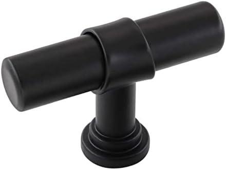 goldenwarm 5 Pack Black Cabinet Knobs Black Kitchen Cabinet Knobs Drawer Pulls and Handles T Bar Dresser Handles Kitchen Dresser Hardware Modern Hardware for Cupboard Bathroom, 2 Inch Overall Length