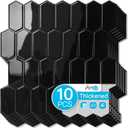 Art3d 10-Sheet Heavy-Duty Peel and Stick Backsplash, Self-Adhesive Vinyl Wall Tiles for Kitchen Countertop Bathroom, Black (12 x 12 Inch)
