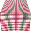 Folkulture Christmas Xmas Boho Table Runner 108 Inches Long  100% Cotton Rustic Farmhouse Table Runner | Red & Green Holly Plaid for Dining Table, Kitchen Island, or Holiday Dcor