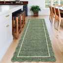 GarveeHome Scalloped Runner Rug for Hallway 2x10 Kitchen Rugs Non Slip Washable Modern Entryway Rug Farmhouse Soft Bathroom Rugs Stain Resistant Carpet for Hallway Laundry Bedroom 2'x10' Greyish Green