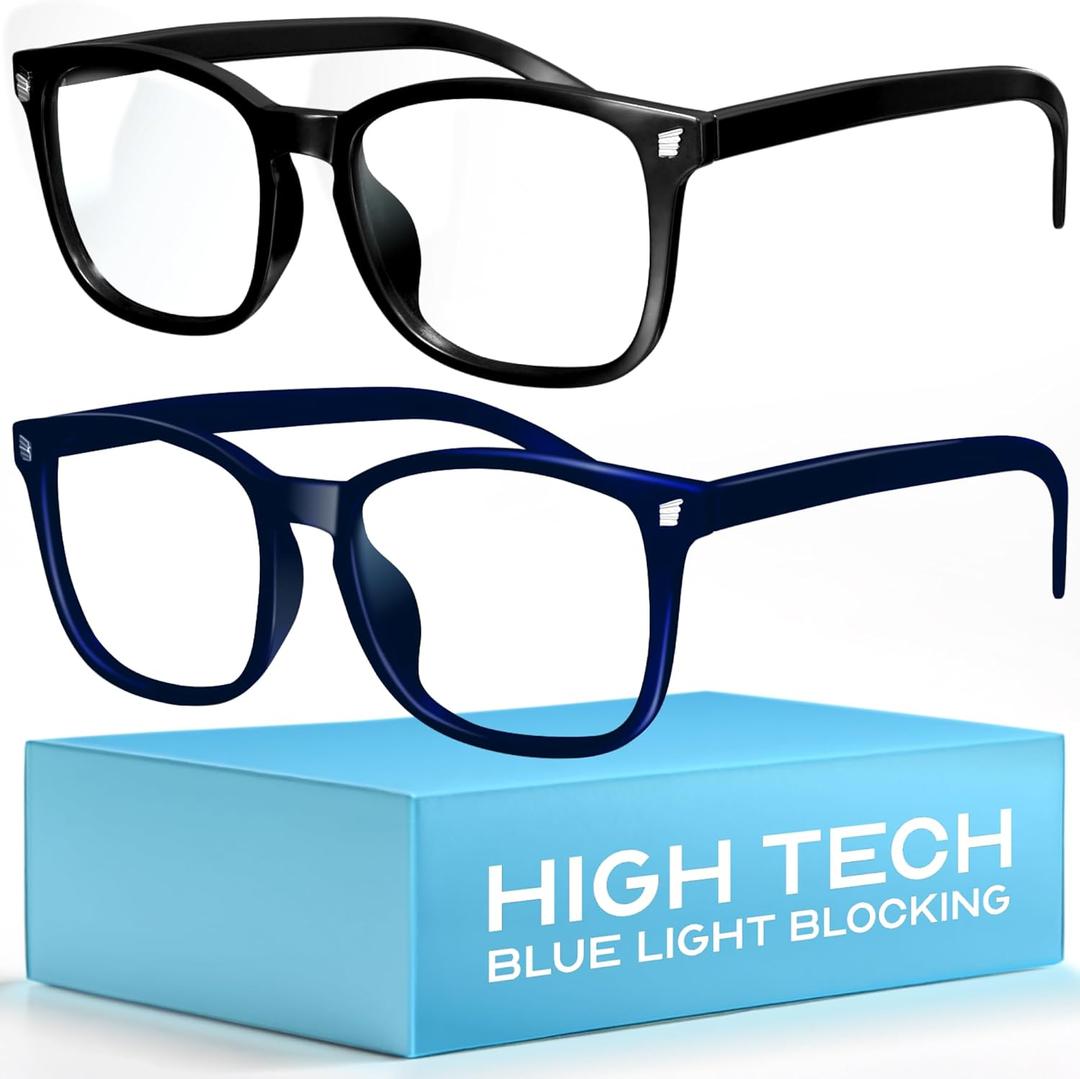 livho High Tech Blue Light Glasses - Advanced Blue Light Blocking Computer Glasses - Screen Fatigue & UV Protection (*B11 Light Black+ Clear Blue)