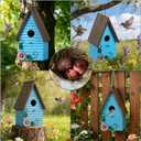 Bird Houses for Outside,Blue Bird Houses for Outdoors,Hanging Birdhouses for Outdoor,Wooden Bluebird Houses for Outside,Country Style Hummingbird Nest Box,Yard Decorative Gift for Bird Lovers