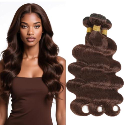 #4 Brown Human Hair Bundle Chocolate Brown Body Wave Bundles 20 22 24 inch 10A 100% Unprocessed Brazilian Virgin Hair 3 Bundles Color #4 150g