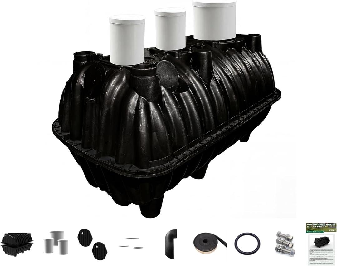 264gal Underground Septic Tank Kit-68.3x38.8x36.2in Plastic Septic Tank System,Rectangle Anti Corrosion PP Septic System With Riser and Manhole Covers For 3-5 Persons