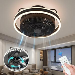 Ceiling Fans with Lights,360 Rotating Oscillating Ceiling Fan,Modern Led Dimmable Mute Ceiling Fans with Remote Control for Bedroom and etc.(6 Gears,Black)