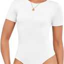 DSPSAM Cute Short Sleeve Tank Tops Bodysuit for Women Crew Neck Casual 2025 Summer Tops, Size L