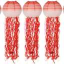 PATIKIL 10inch Jellyfish Paper Lanterns, 5Pcs Ocean Theme Party Under The Sea Hanging Decorative Lantern for Birthday Wedding Bridal Showers Decor Supplies, Red