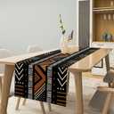 African Geometric Tribal Table Runner Vintage Abstract African Traditional Mud Cloth Pattern Seasonal Summer Holiday Dinner Runner for Farmhouse Kitchen Dinner Table Holiday Party Decor 13"x60"