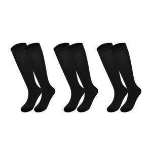 Zzxlw Girls Knee High Socks Kids Soccer Over the Calf Football Baseball Softball Black and White Cotton Socks School Uniform Athletic Youth 3 Pairs 4-8 Years (Black)