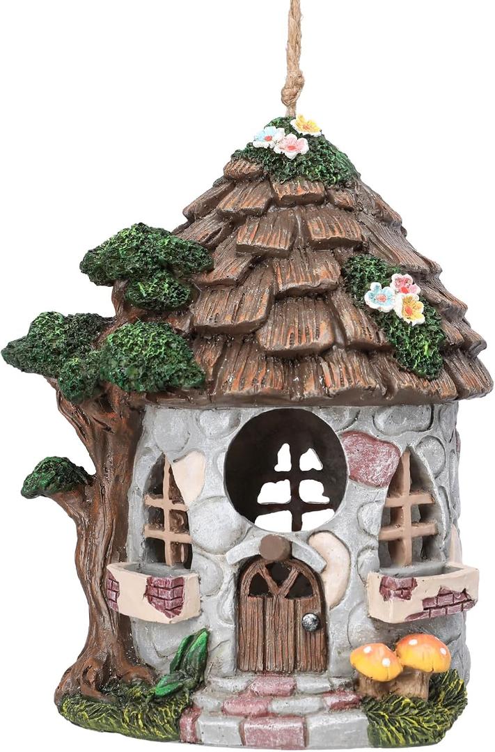 Resin Bird House for Outside, Birdhouses for Outdoors Wild Bird Nesting, Decorative Stone Bird Houses for Yard Garden Decor, Water Proof