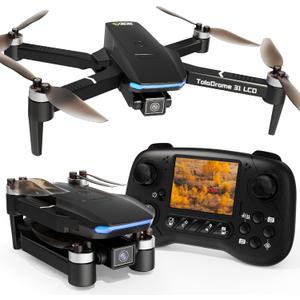 TD31LCD Drone with Camera for Adults, Drones with LCD Screen Remote Control, Real-time Transmission, Brushless Motor, Fine Tuning Function, Headless Mode, Foldable Drone for Beginners