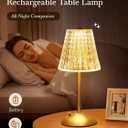 Crystal Cordless Lamp, Dimmable+3 Colors Rechargeable Lamp, Touch+2000mAh Battery Operated Vintage Ambient Light for Kitchen/Bedroom/Bathroom Shower, College Gifts, Mothers Day Gifts for Wife Daughter