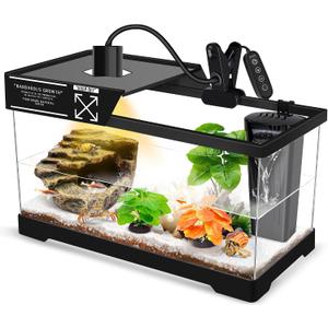 GOZILLA Turtle Tank Kit(Tank+Lamp+Filter), Upgrade PC Turtle Tank Starter Kit with Adjustable Lamp & Filter, Reptile Hideout Habitat with Lid for Small Reptiles.(15.75 × 7.9 × 9''/Black Kit)