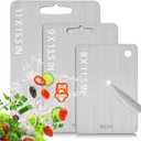 Stainless Steel Cutting Board for Kitchen, 316 Medical Grade Double Sided Non Toxic & Non Moldy, Dishwasher Safe Best Gift for Home Cooks/Outdoor Camping, Fit Meat/Vegetable/Fruit (3PC-S+L+XL)