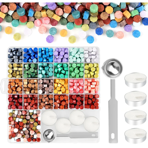 NACHLYNN 600 Multicolor Octagon Sealing Wax Beads with 1 Melting Spoon and 4 Tealight Candles for Letters Invitations Wine Bottles Crafts