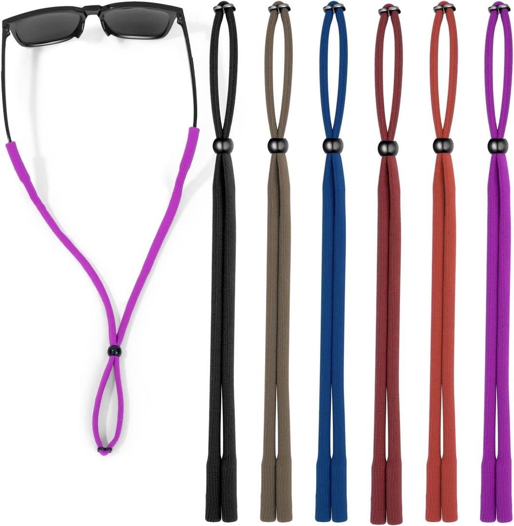Glasses Strap(6 PCS) Sports Eyeglass Strap,Adjustable Sunglasses Lanyard Neck Holders Cord Retainer for Men Women (Pure)
