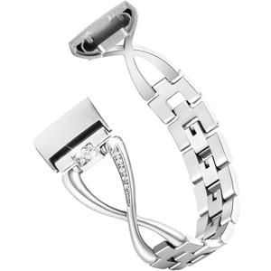 Strap Compatible with Fitbit Charge 4/Charge 3, Women Adjustable Metal Bracelet Band Stainless Steel Solid Strap Wristband Compatible with Fitbit Charge 3/Charge 4 - Silver