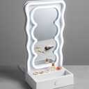 Orbit Wavy LED Light and Mirror Phone Holder is a multifunctional phone stand featuring a vibrant LED glow, a built-in mirror, and a trendy wave design for hands-free viewing