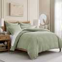 Levtex Home Cloud Waffle King/Cal King Comforter Set (106x94in) with 2 Pillow Shams (36x20in) - Solid Waffle Cotton Texture - Desert Sage - Cotton King Size Comforter Set - Soft, Pre-Washed
