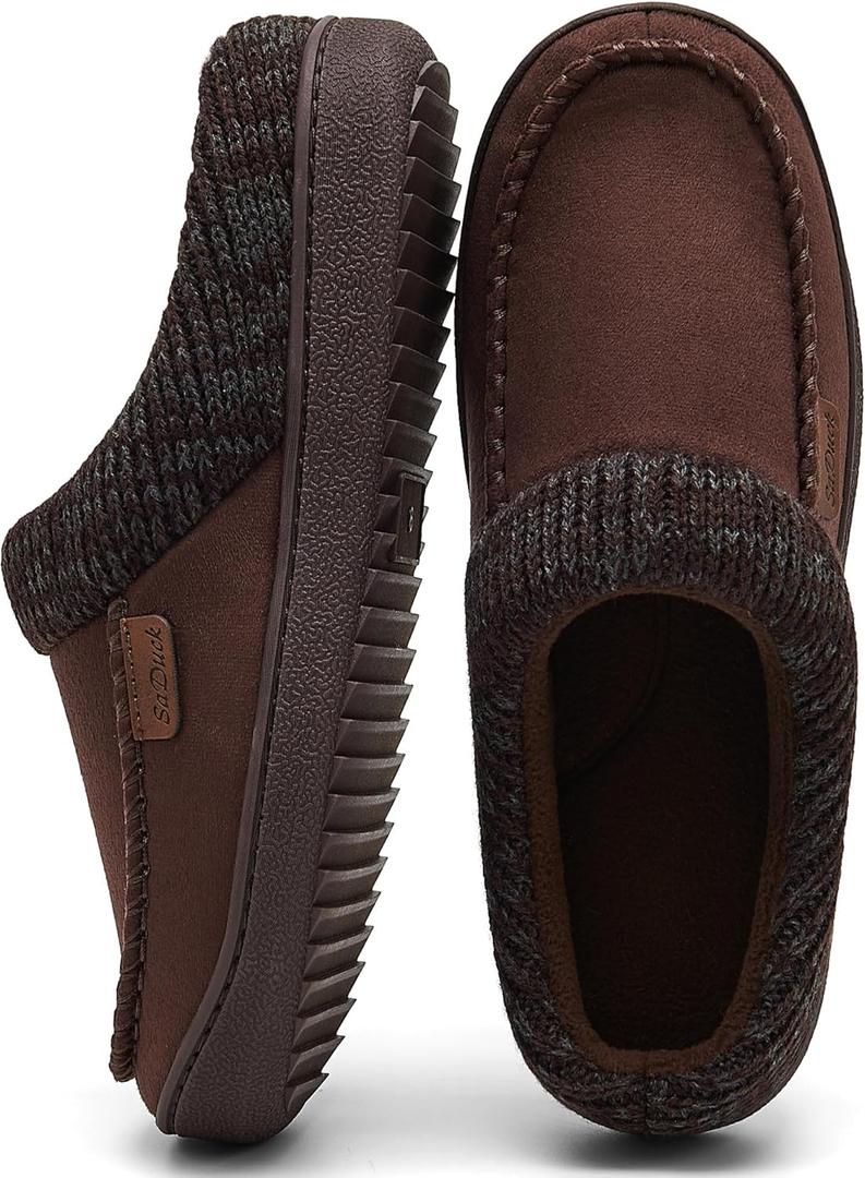 Men's Moccasin Slippers Clogs - House Slippers for Men with Arch Support and Memory Foam Insole, Indoor Outdoor Comfortable House Shoes (13, Brown)