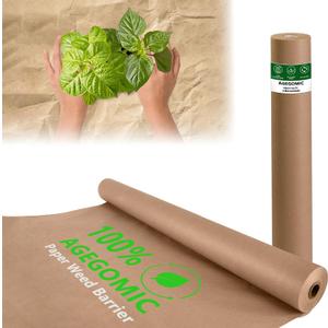 Biodegradable Weed Barrier, 3 x 100 Ft Heavy Duty Garden Paper Biodegradable Landscape Fabric Paper Garden Mulch Rolls Weed Barrier for Weeds, Paper Mulch Rolls Garden Paper for Outdoor Garden Lawn