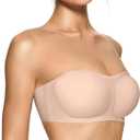 OEAK Womens Strapless Bras Push Up Bandeau Bra Non Slip Wireless Supportive Padded Bras Seamless Comfortable Tube Bra M Nude