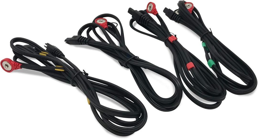 Discount TENS Brand - Replacement Lead Wires Compatible with Compex - Compex Compatible Snap Connectors - Pack of 4