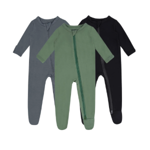 Baby Boy Footed Pajamas with Mittens,Rayon Made from Bamboo Sleepers, 2 Way Zipper Long Sleeve Pjs 2 set (Green and Grey only) Size: Newborn