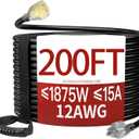 Skrizcable 200 FT 12 Gauge Heavy Duty Extension Cord Outdoor, Black