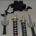 Spooktacular Creations Ninja Swords, Backpack Weapon Toy Set with Swords and Knives for Kids, Ninja Costume Accessories for Cosplay, Dress-up Party Black