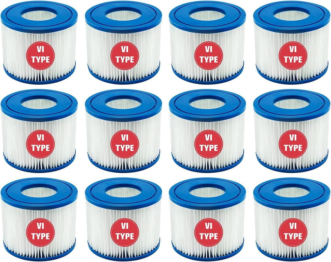 Type vi spa Filters and hot tub Filters Replacement Cartridge for Inflatable hot tubs requiring Type VI Filters, 4.2 x 3.1 inches (12 pcs)