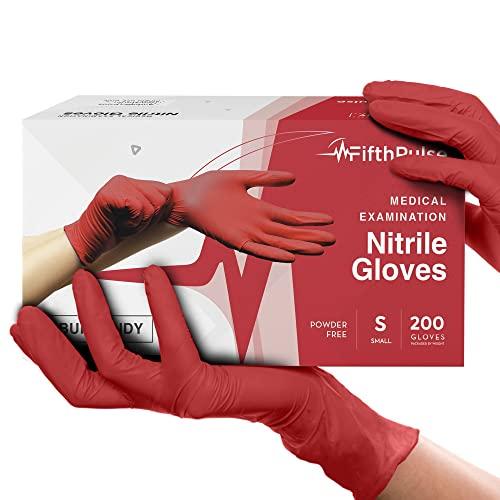 Light Burgundy Nitrile Disposable Gloves - 200 Count - 3 Mil Nitrile Gloves Small - Powder and Latex Free Rubber Gloves - Surgical Medical Exam Gloves - Food Safe Cooking Gloves, S