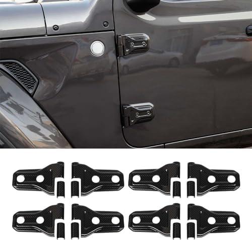 8PCS Carbon Fiber Door Hinge Cover Trim Accessories for 2018-2024 2025+ Jeep Wrangler JL JLU for 2020-2024 2025+ Jeep Gladiator JT