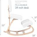 Sleekform East Austin Ergonomic Kneeling Chair with Back Support - Boucle and Wood Ergo Stool for Desk - Best Ergonomic Kneeling Office Chair for Posture and Leg Circulation, 21" H X 22" W X 28" D