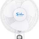 HealSmart 16 Inch Digital Household Wall Mount Fans, Adjustable Tilt, 90 Degree, 3 Speed Settings, 1 Pack, White