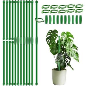 30Pcs Plant Support Stakes 17 inch SupKing Garden Orchid Sticks Extended to 3ft 4ft 5ft Plant Poles with Clips for Indoor Outdoor Potted Tomato Rose Amaryllis Vegetables Comes with 20 Ties（Green）