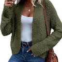 Dokotoo Women's 2026 Fashion Casual Open Front Long Sleeve Chunky Knit Cardigans Sweaters Outerwear Coats (Green, M)