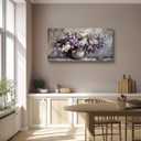SERIMINO Large Wall Art for Living Room, Still Life Flowers Canvas Prints, Purple Floral Botanical Decor Paintings, Modern Aesthetic Pictures Wall Decor, Farmhouse Kitchen Artwork 24"X48"