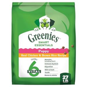 Greenies Smart Essentials Puppy High Protein Dry Dog Food Real Chicken & Brown Rice Recipe, 27 lb. Bag BB 3-26