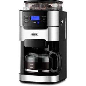Gevi 10-Cup Drip Coffee Maker with Built-in Grinder, Programmable Brew Coffee Machine with Timer, Reusable Filter, 1.5L Water Tank, Coffee Pot, Warming Plate Burr Grinder Combo (12.3"D x 8.4"W x 16.9"H)