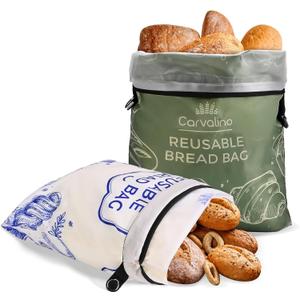Bread bags, 2 Pack XL Bread Bags for Homemade bread, Sourdough Storage Bags with Double-Lock Closure, Keeps Loaf Fresh Longer, Reusable loaf storage Bag(Freezer-Safe Crumb-Proof Design)