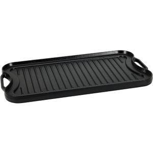 Amazon Basics Pre-Seasoned Cast Iron Reversible Rectangular Grill/Griddle with Even Heat Distribution, Black, 20 x 10.63 x 0.98 inch