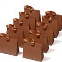 Vitalizart Paper Gift Bags With Ribbon Handles Set of 10 Brown Bulk Reusable For Gift Wrap Girls Kids Birthday Bridal Shower Party Favors Goodie Bags Candy Toys Christmas 7.87"x3.54"x7.09" Small Size