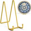 TR-LIFE 8 Inch Large Plate Stands for Display - Metal Plate Holder Display Stand + Frame Holder Stand for Picture, Decorative Plate, Platter, Plaques, Book, Photo Easel Tabletop (Gold 2 Pack)