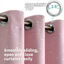 BGment Kids Blackout Curtains for Bedroom - Grommet Thermal Insulated Silver Star Print Room Darkening Curtains for Kids Room, Set of 2 Panels, 42 x 45 Inch, Baby Pink