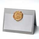 25 Pack Name Cards for Table Setting, Place Cards with Antique Gold Rose Wax Seal Sticker for Wedding, Table Tent Card Stock Handmade Decor for Party, Dinner, Home (Pearlized Silver Gray)