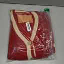 LKOUS Women's Sweater Cardigan with Pockets, Lightweight Casual Color Block Open Front Knit Cardigans Outerwear Red, Large