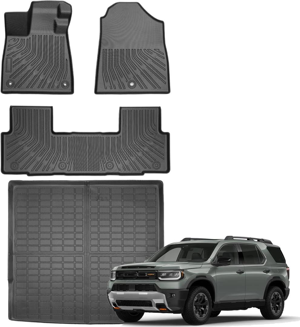 Floor Mats & Cargo Liner Compatible with Honda Passport 2026 RTL/TrailSport,All Weather Protection TPE, Anti-Slip Floor Mats & Trunk Mat Fit for Honda Passport 2026 Accessories